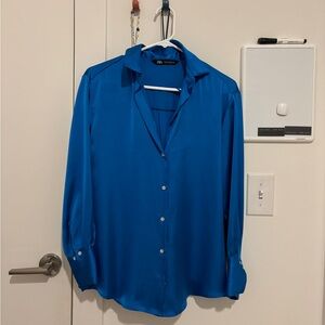Zara satin blue shirt - size XS